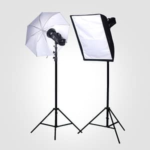 طقم إضاءة تصوير فوتوغرافي احترافي مع سوفت بوكس ومظلة عاكسة